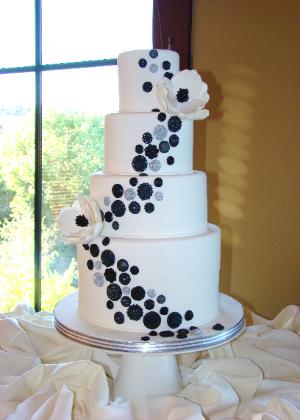 black and white vintage button cake